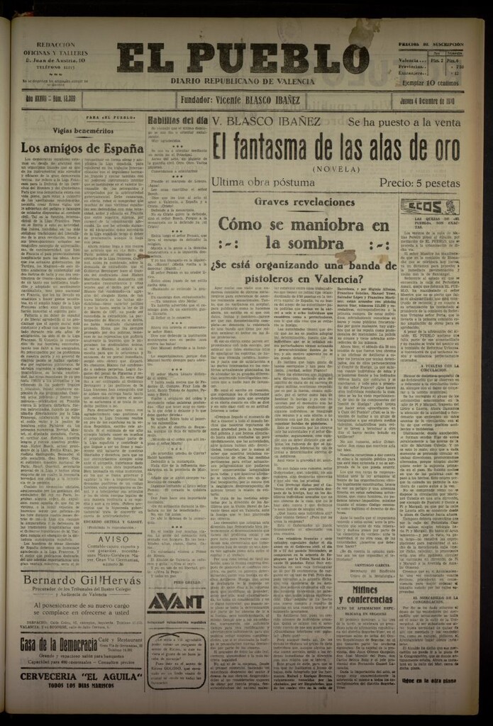 Miniatura de El Pueblo : Diario republicano de Valencia del 4 de diciembre de 1930, nº 13309