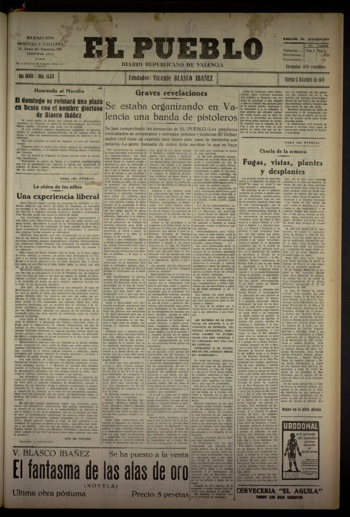 Miniatura de El Pueblo : Diario republicano de Valencia del 5 de diciembre de 1930, nº 13310