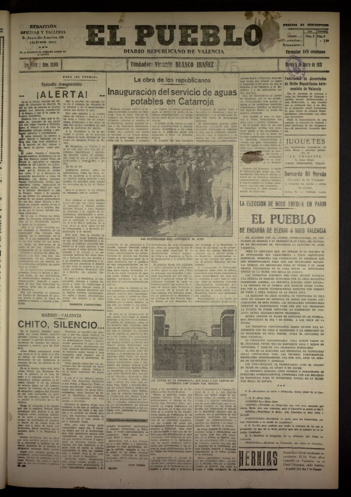Miniatura de El Pueblo : Diario republicano de Valencia del 5 de enero de 1932, nº 13645