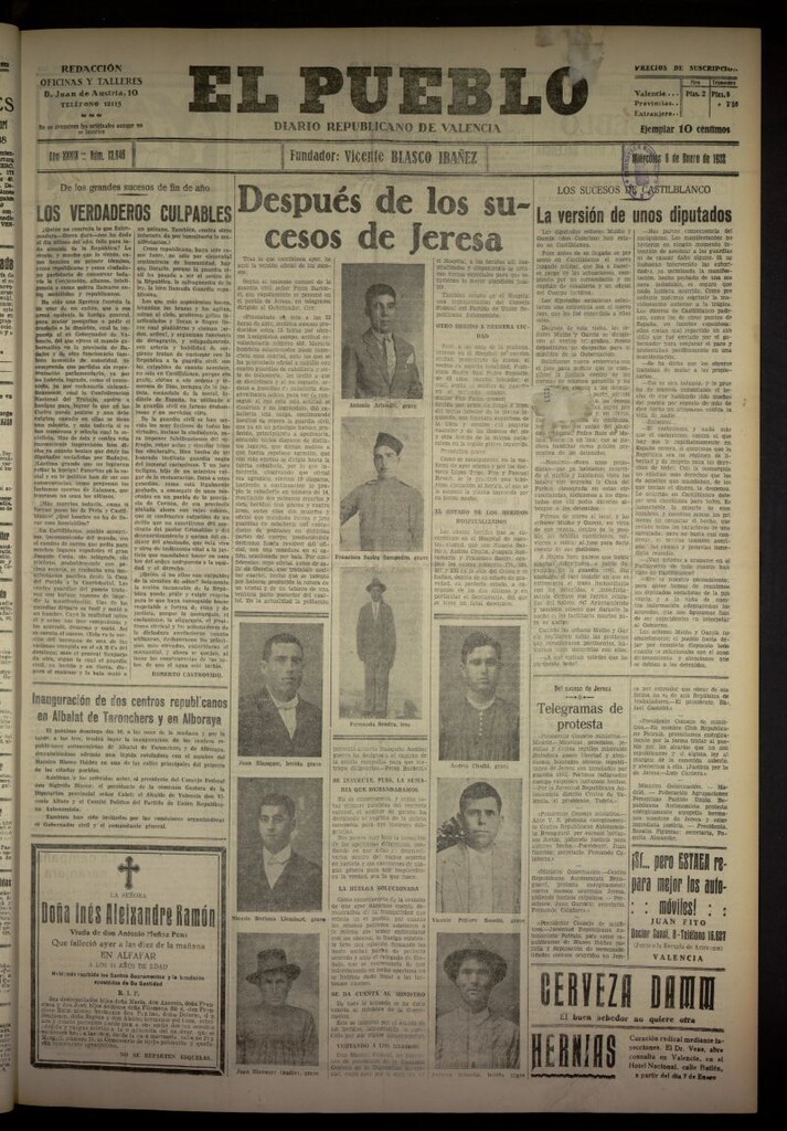 Miniatura de El Pueblo : Diario republicano de Valencia del 6 de enero de 1932, nº 13646