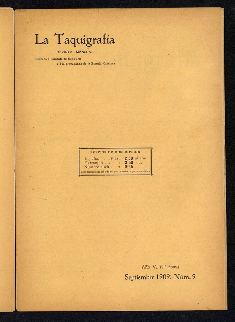 Miniatura de La Taquigrafía. Septiembre de1909, nº 9