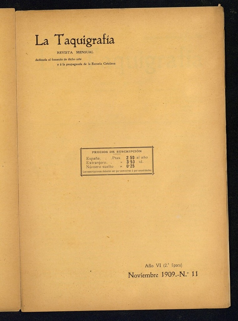 Miniatura de La Taquigrafía. Noviembre de 1909, nº 11