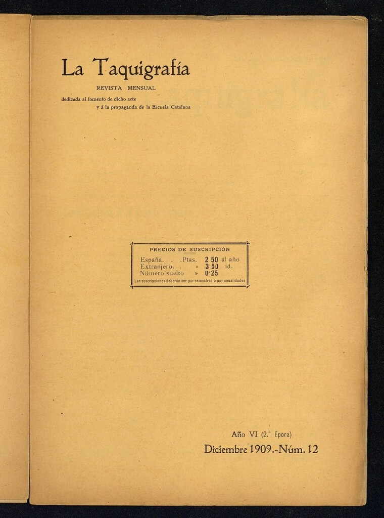 Miniatura de La Taquigrafía. Diciembre de 1909, nº 12