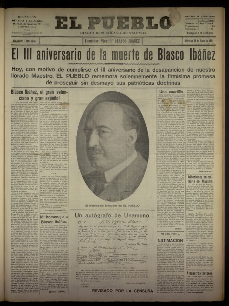 Miniatura de El Pueblo : Diario republicano de Valencia del 28 de enero de 1931, nº 13331
