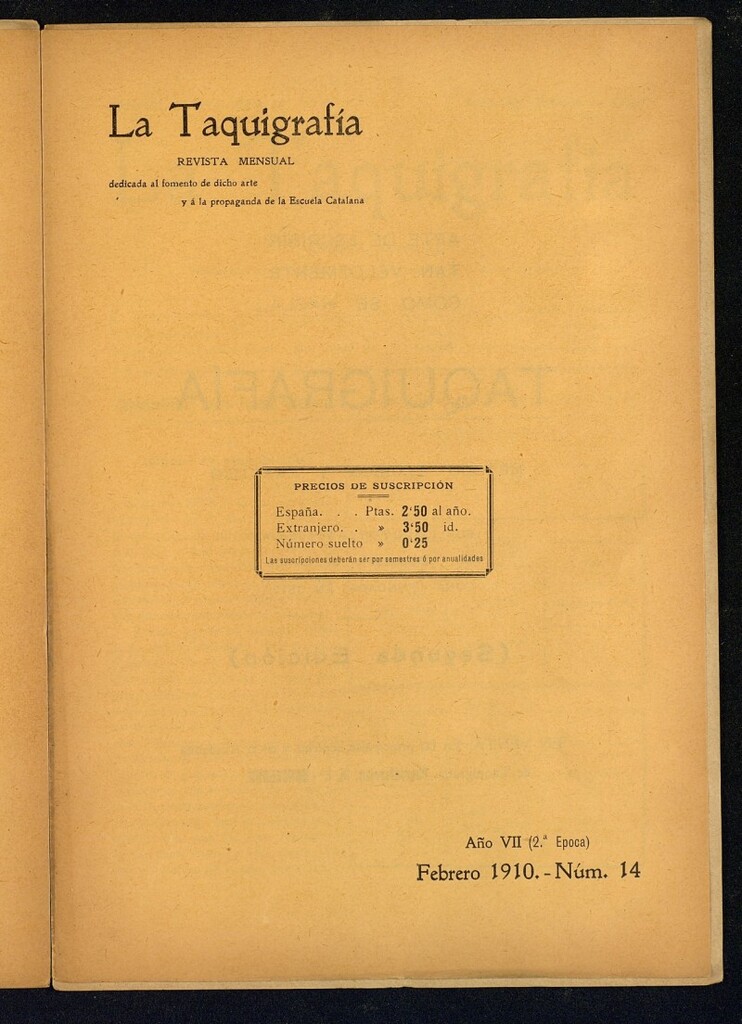 Miniatura de La Taquigrafía. Febrero de 1910, nº 14