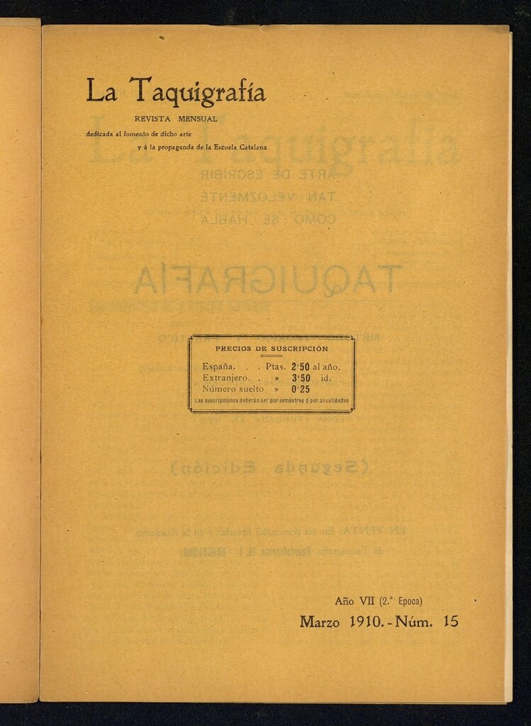 Miniatura de La Taquigrafía. Marzo de 1910, nº 15