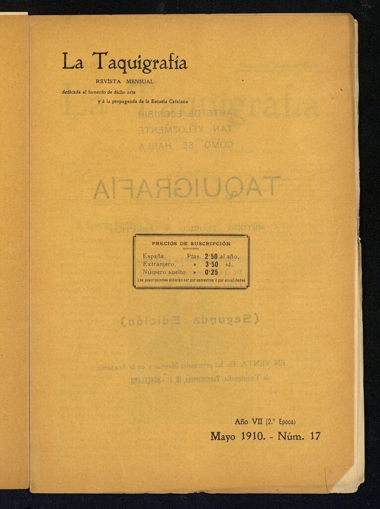 Miniatura de La Taquigrafía. Mayo de 1910, nº 17