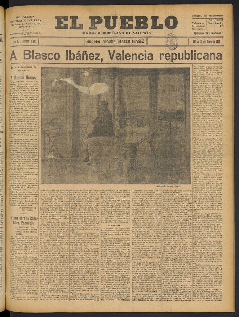 Miniatura de El Pueblo : Diario republicano de Valencia del 28 de enero de 1933, nº 13.978