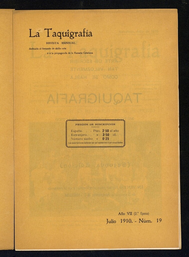 Miniatura de La Taquigrafía. Julio de 1910, nº 19