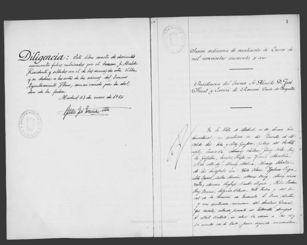 Miniatura de Actas de acuerdos del Ayuntamiento. Tomo 861 del año 1956 (27 enero a 27 junio)