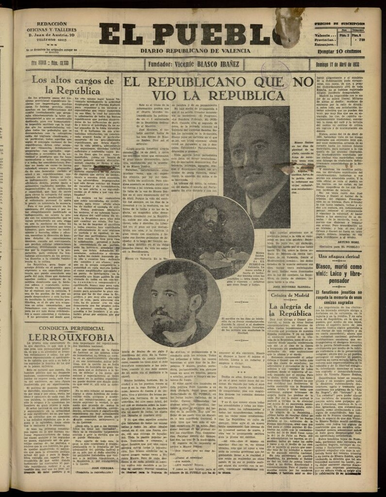 Miniatura de El Pueblo : Diario republicano de Valencia del 17 de abril de 1932, nº 13.733