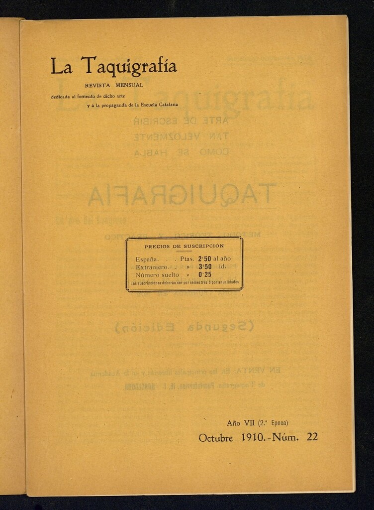 Miniatura de La Taquigrafía. Octubre de 1910, nº 22