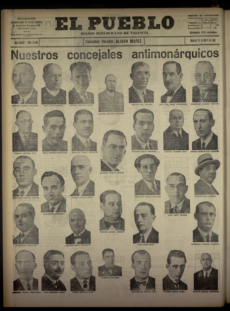 Miniatura de El Pueblo : Diario republicano de Valencia del 14 de abril de 1931, nº 13.396