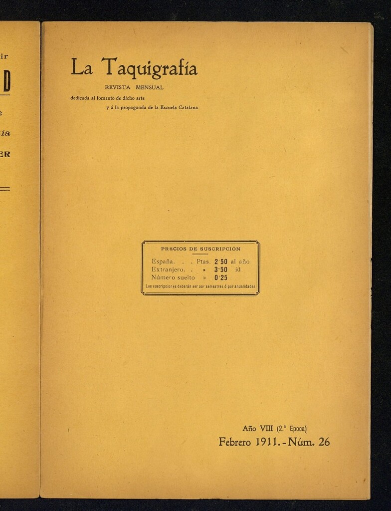 Miniatura de La Taquigrafía. Febrero de 1911, nº 26