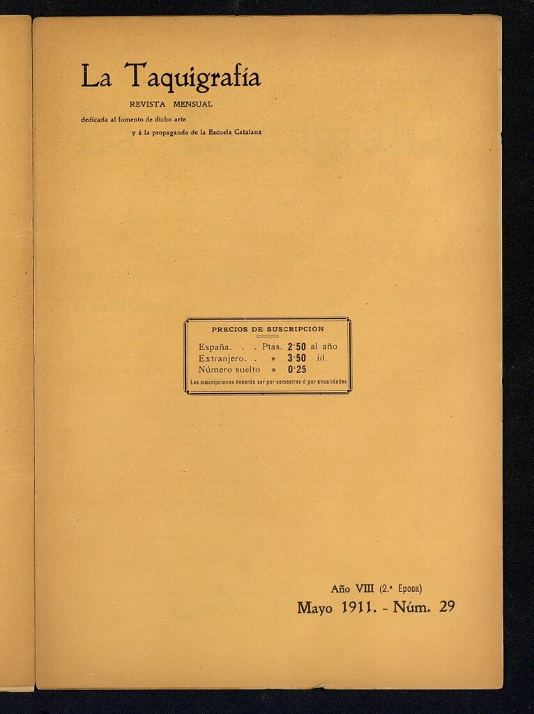 Miniatura de La Taquigrafía. Mayo de 1911, nº 29