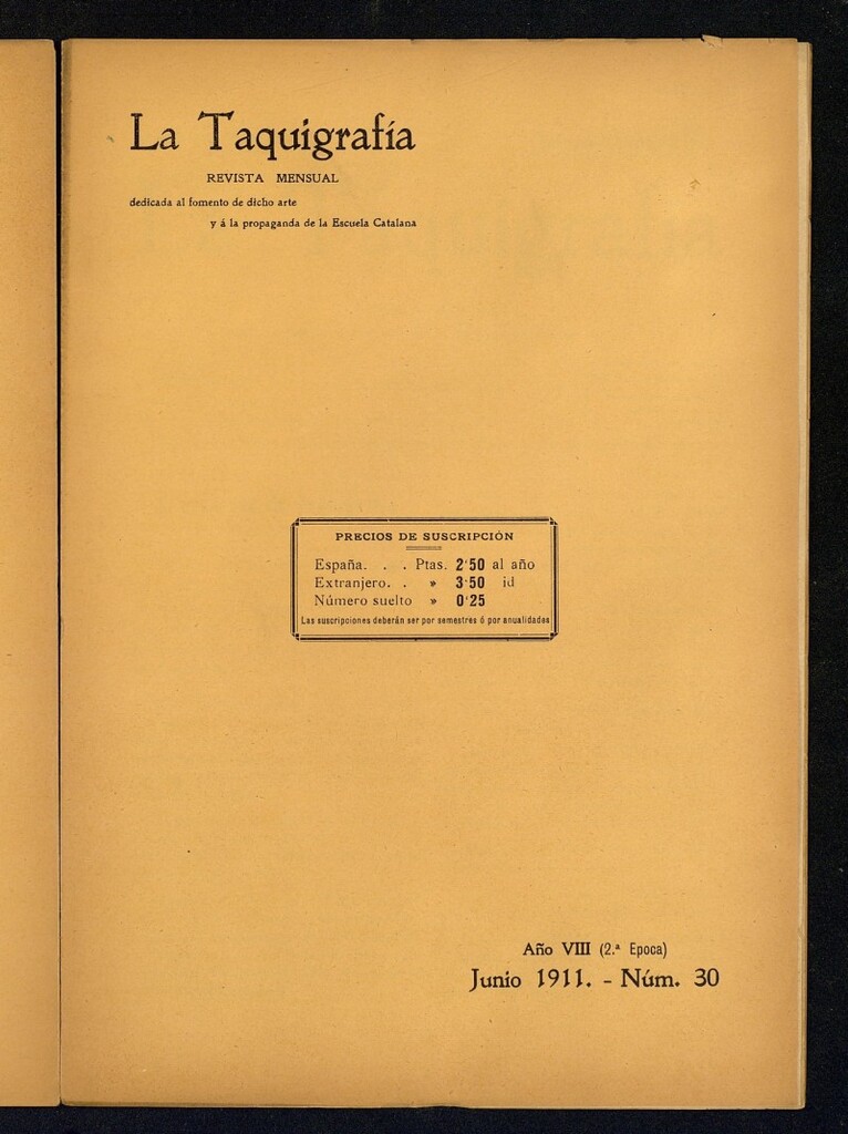 Miniatura de La Taquigrafía. Junio de 1911, nº 30