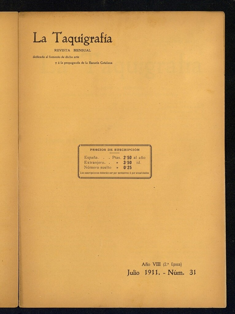 Miniatura de La Taquigrafía. Julio de 1911, nº 31