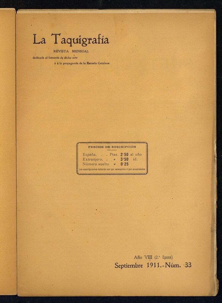 Miniatura de La Taquigrafía. Septiembre de 1911, nº 33