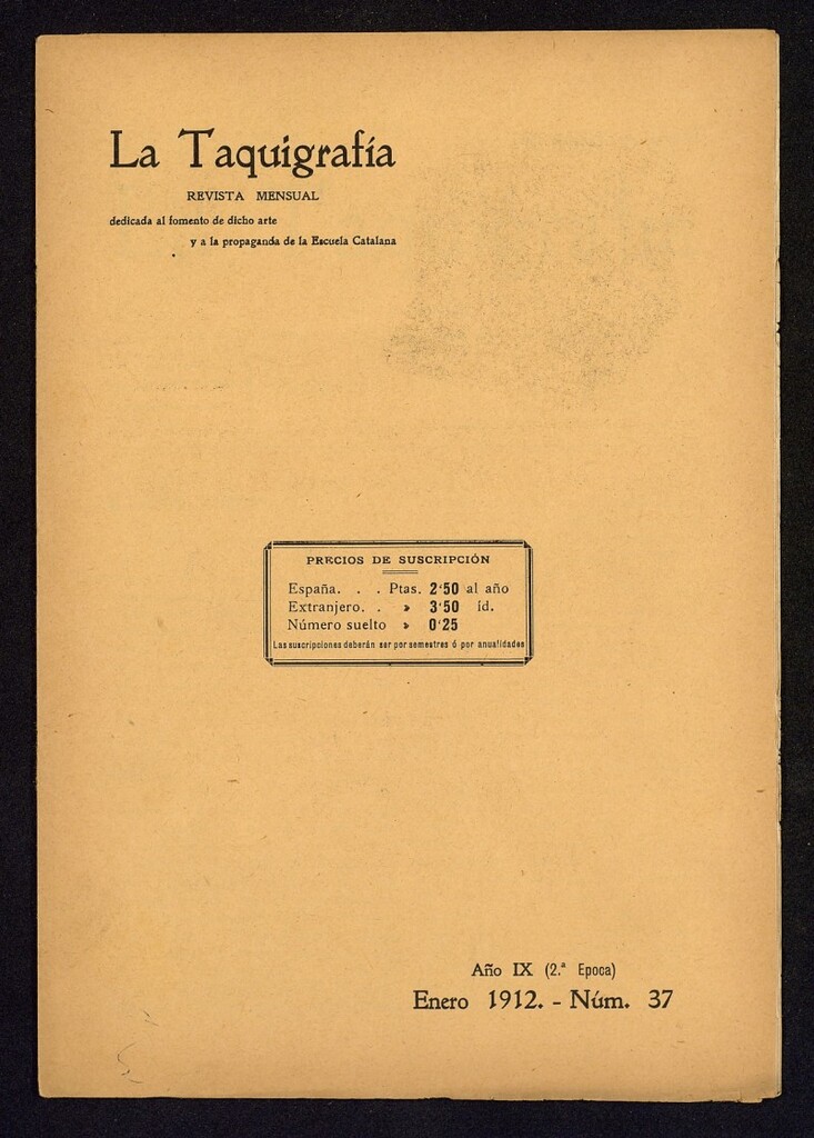 Miniatura de La Taquigrafía. Enero de 1912, nº 37