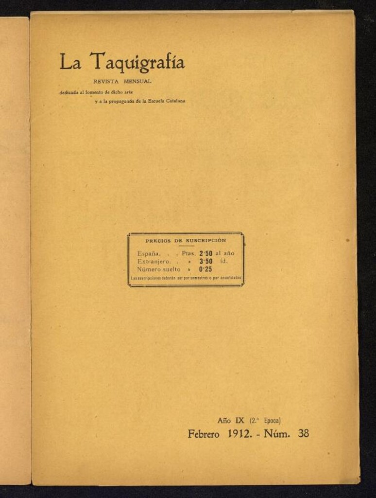 Miniatura de La Taquigrafía. Febrero de 1912, nº 38