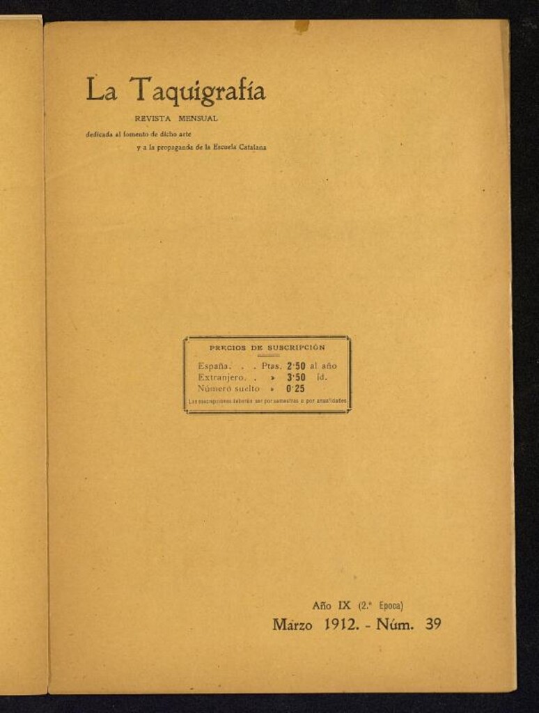 Miniatura de La Taquigrafía. Marzo de 1912, nº 39
