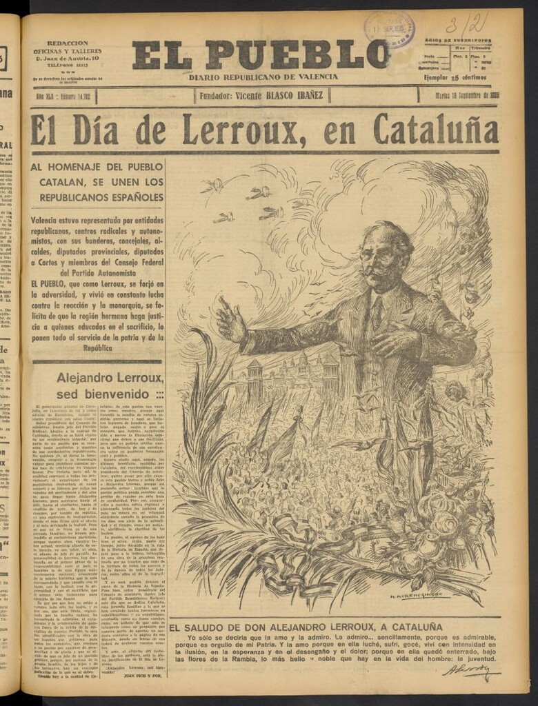 Miniatura de El Pueblo : Diario republicano de Valencia del 10 de septiembre de 1935, nº 14.782