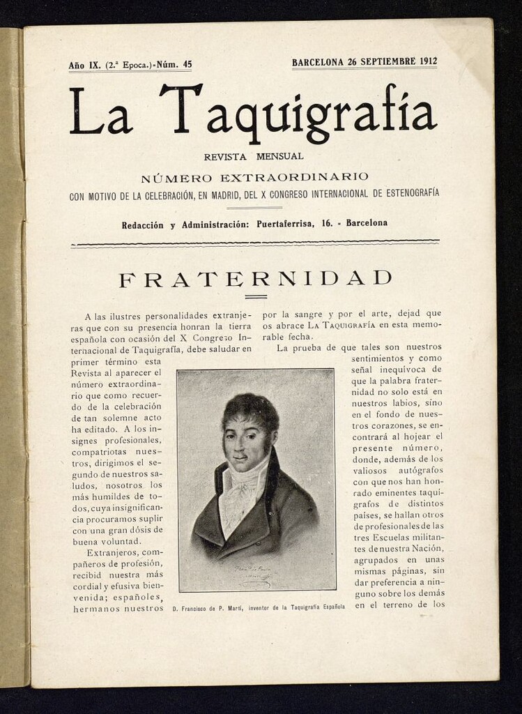 Miniatura de La Taquigrafía del 26 de septiembre 1912. Número extraordinario