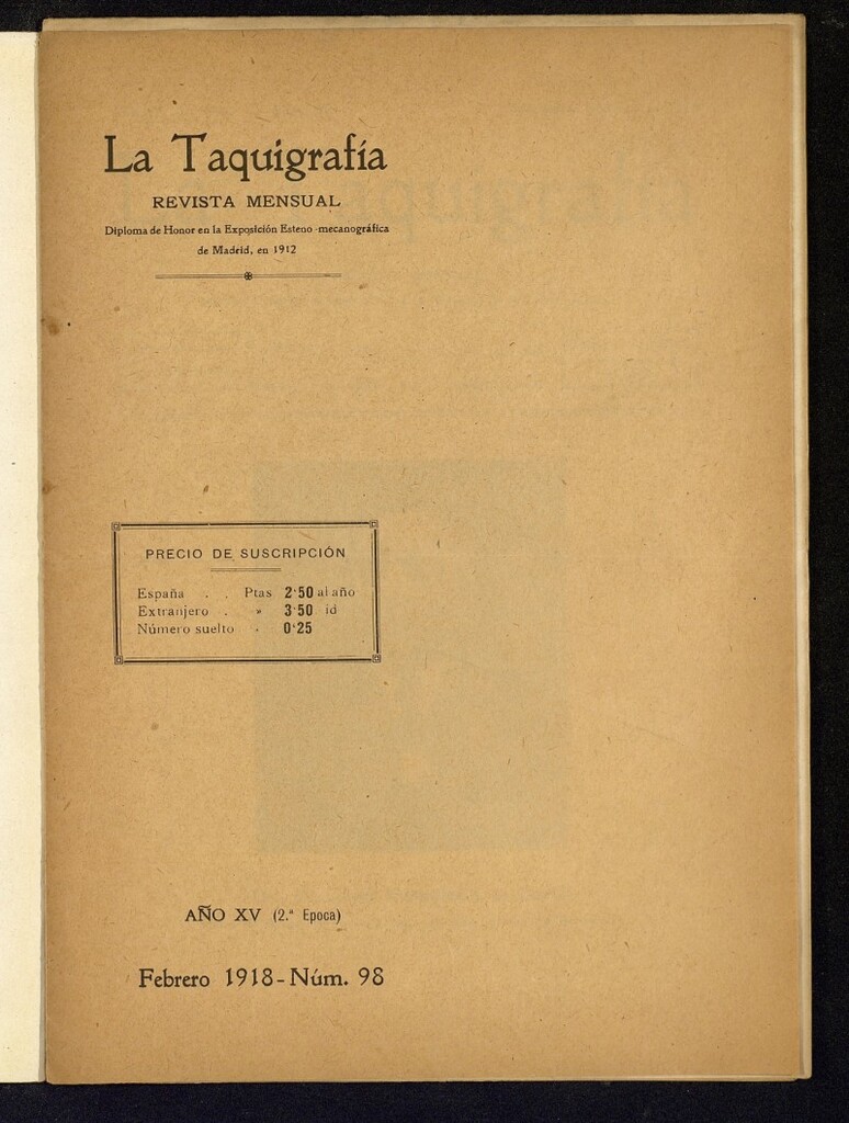 Miniatura de La Taquigrafía. Febrero de 1918, nº 98