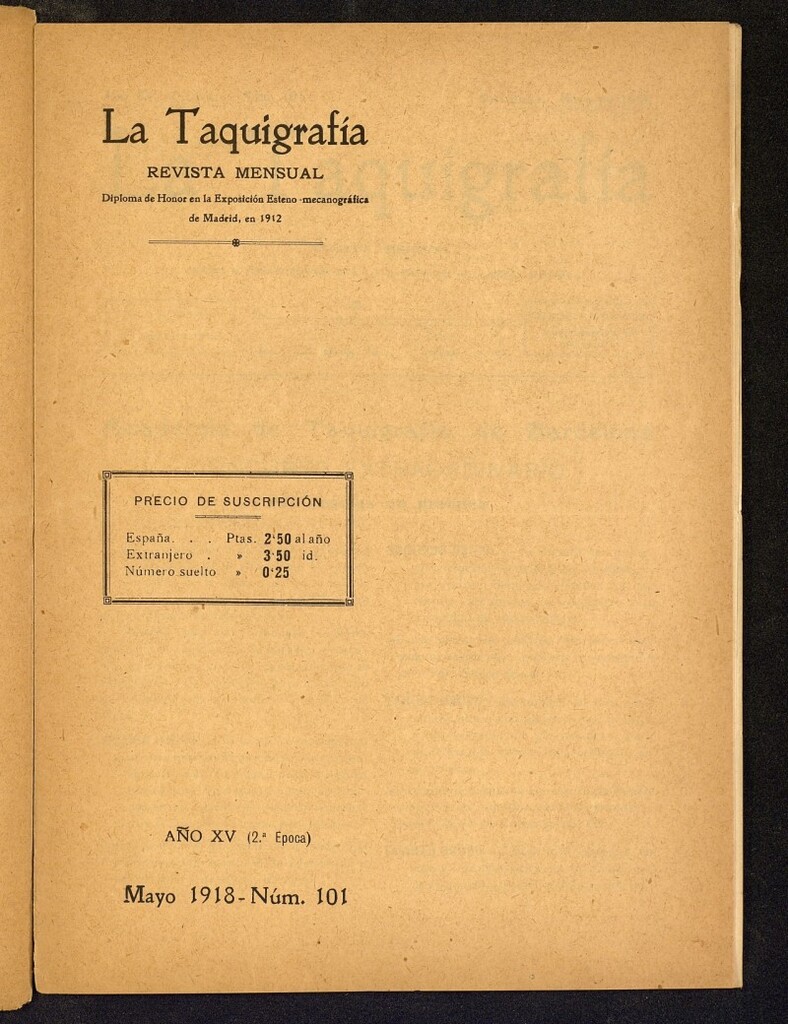 Miniatura de La Taquigrafía. Mayo de 1918, nº 101