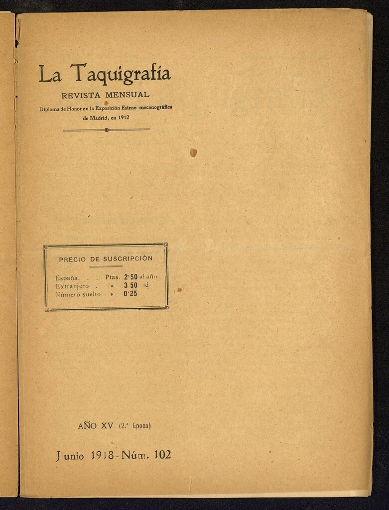 Miniatura de La Taquigrafía. Junio de 1918, nº 102