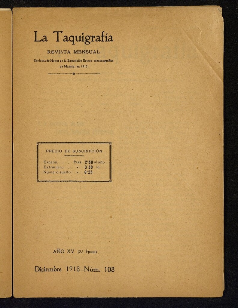 Miniatura de La Taquigrafía. Diciembre de 1918, nº 108