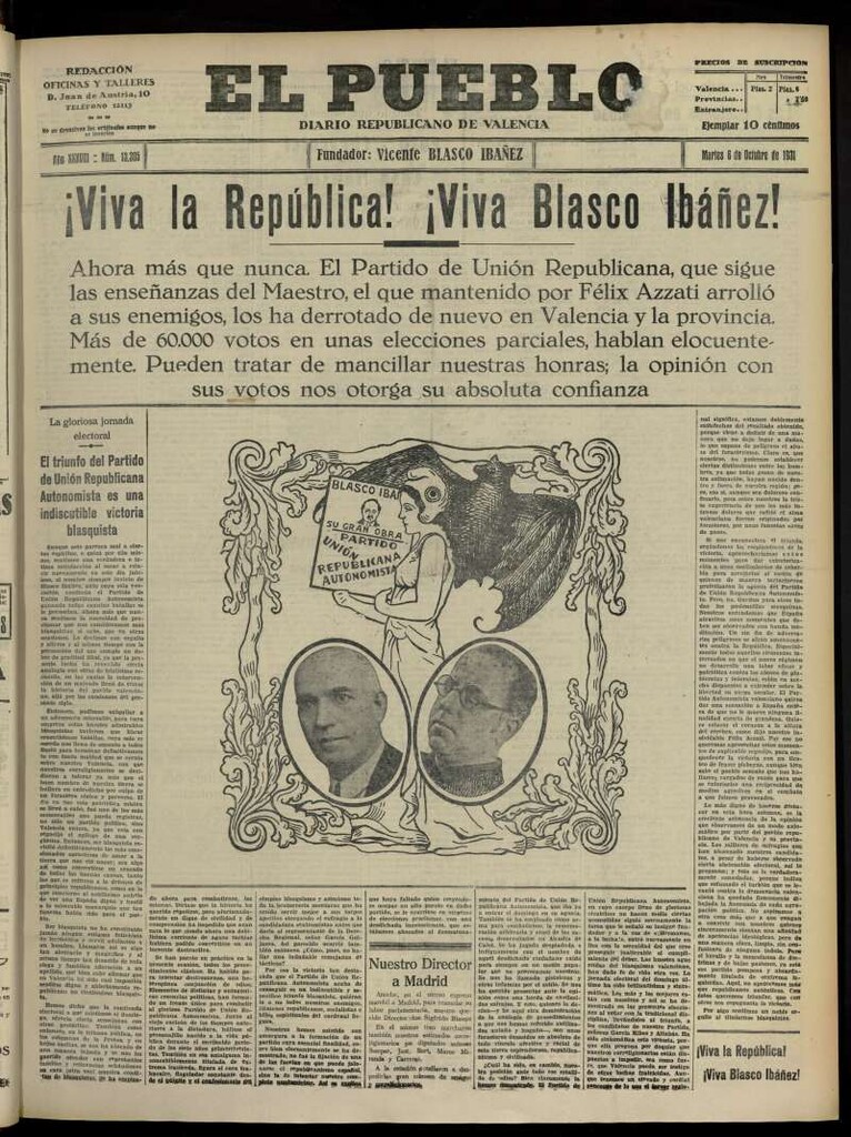 Miniatura de El Pueblo : Diario republicano de Valencia del 6 de octubre de 1931, nº 13.305