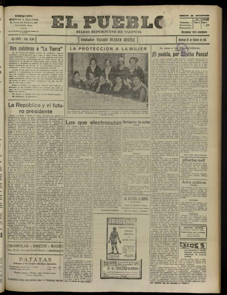 Miniatura de El Pueblo : Diario republicano de Valencia del 25 de octubre de 1931, nº 13.584