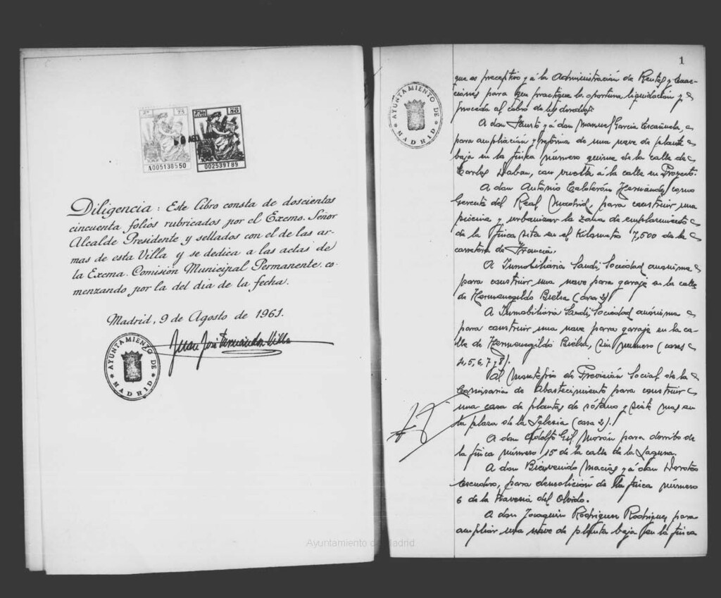 Miniatura de Actas de acuerdos del Ayuntamiento. Tomo 909 del año 1961 (9 agosto a 11 octubre)