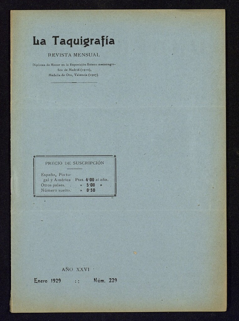 Miniatura de La Taquigrafía. Enero de 1929, nº 229