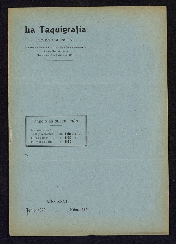 Miniatura de La Taquigrafía. Junio de 1929, nº 234