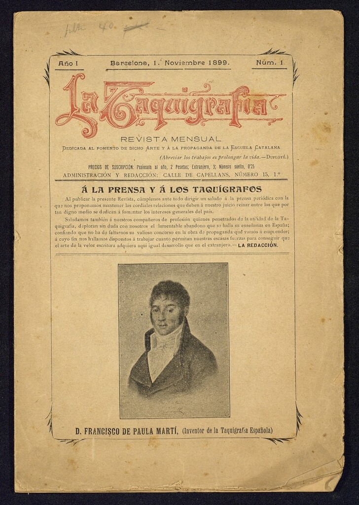 Miniatura de La Taquigrafía. Noviembre de 1899, nº 1