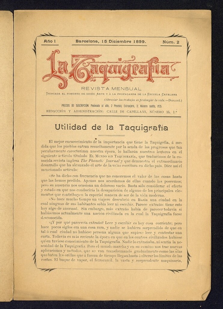 Miniatura de La Taquigrafía. Diciembre de 1899, nº 2