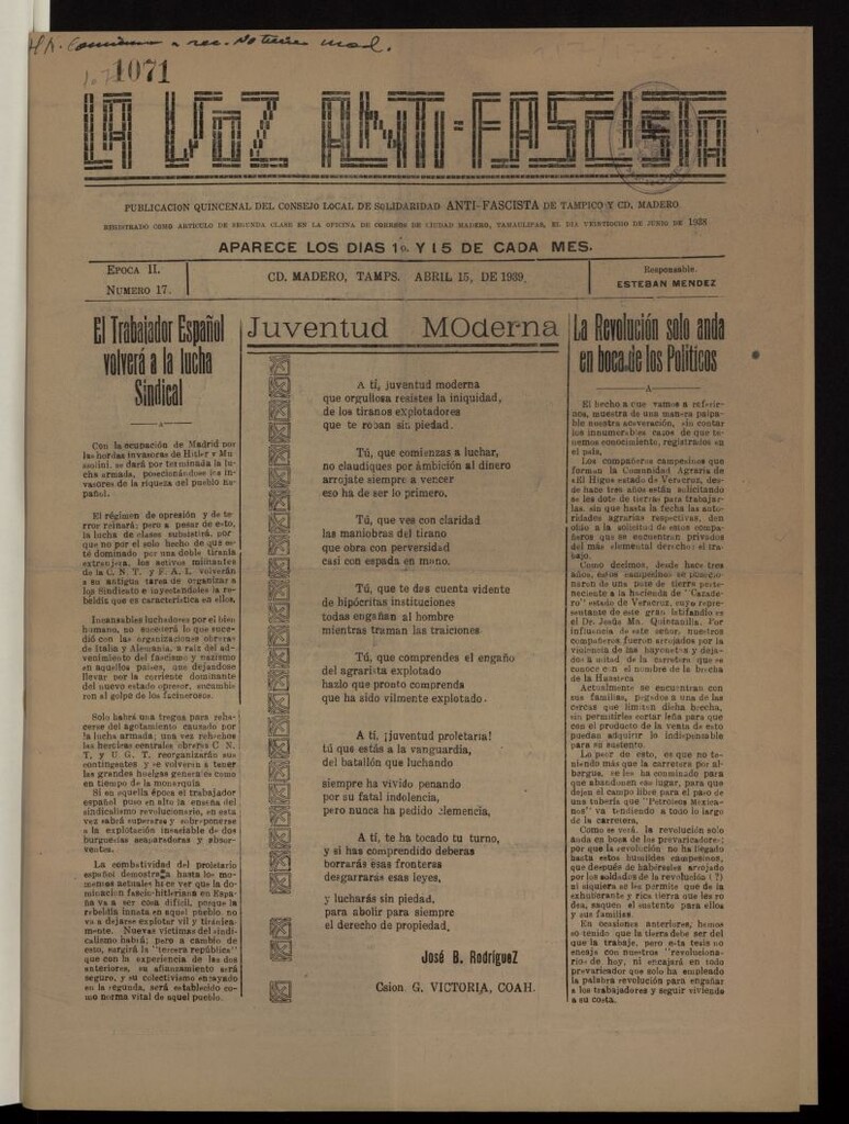 Miniatura de La Voz Antifascísta