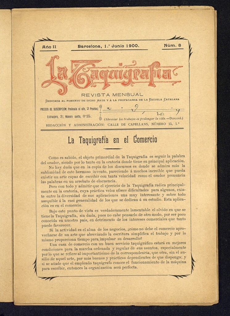 Miniatura de La Taquigrafía. junio de 1900, nº 8