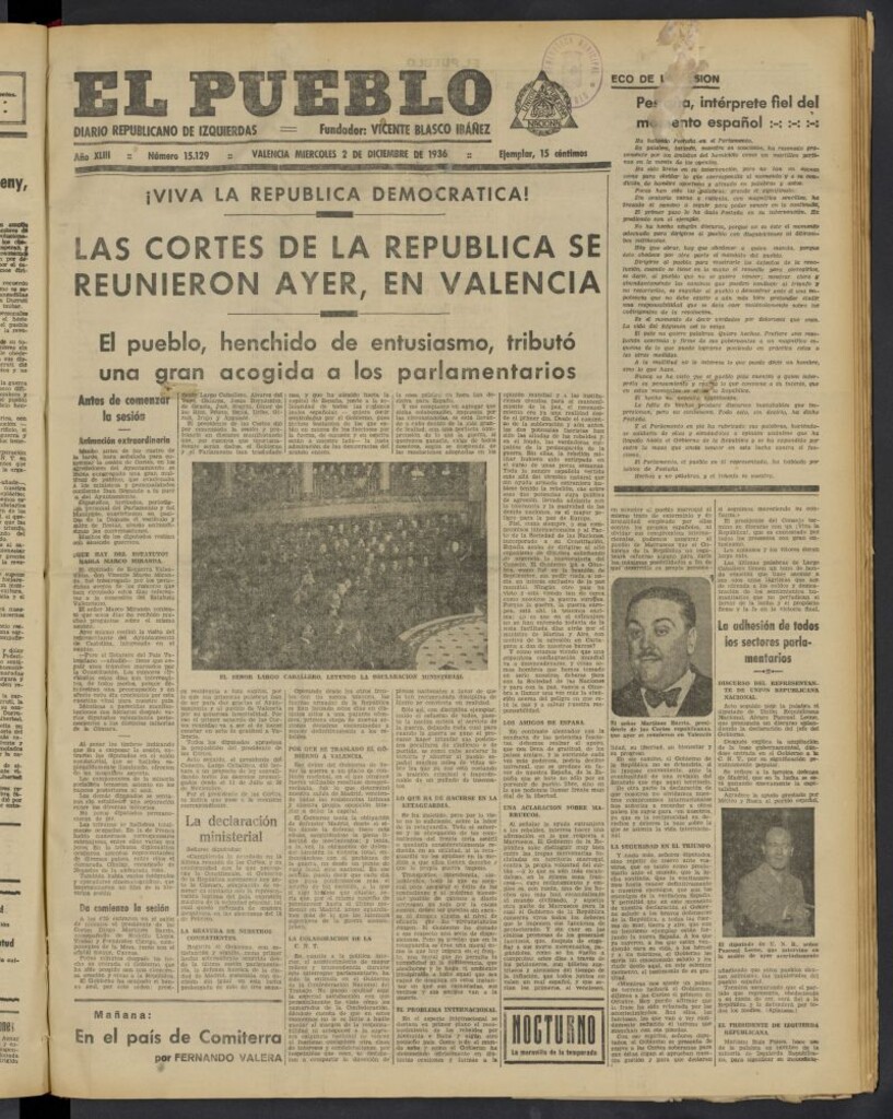 Miniatura de El Pueblo : Diario republicano de Valencia del 2 de diciembre de 1936, nº 15.129