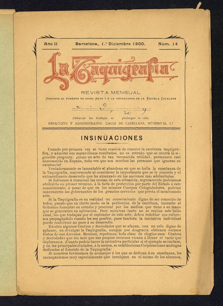 Miniatura de La Taquigrafía. Diciembre de 1900, nº 14