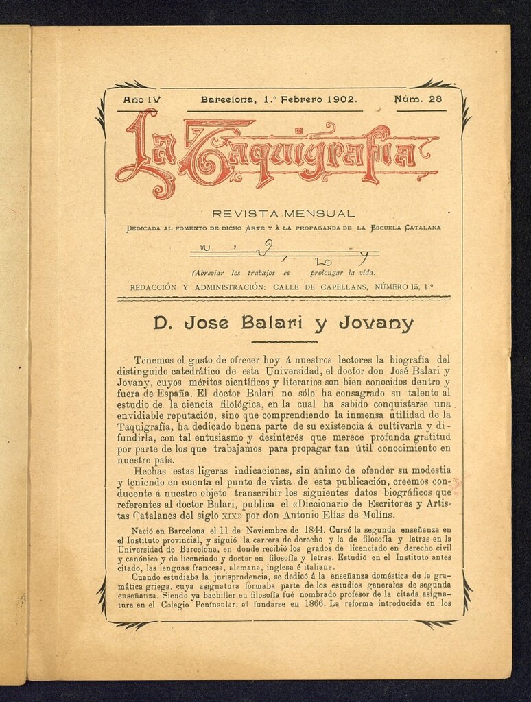 Miniatura de La Taquigrafía. Febrero de 1902, nº 28