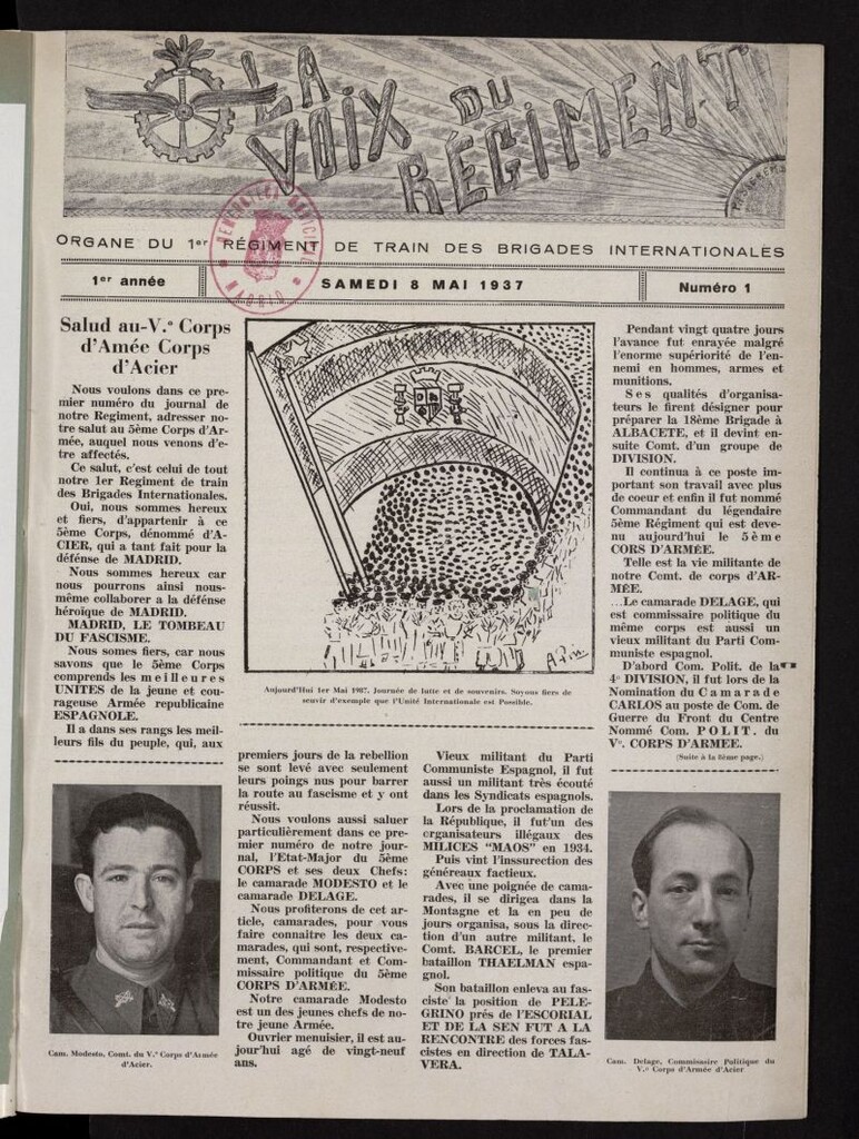 Miniatura de La Voix du Régiment. : Organe du 1º Régiment de Train des Brigades Internationales