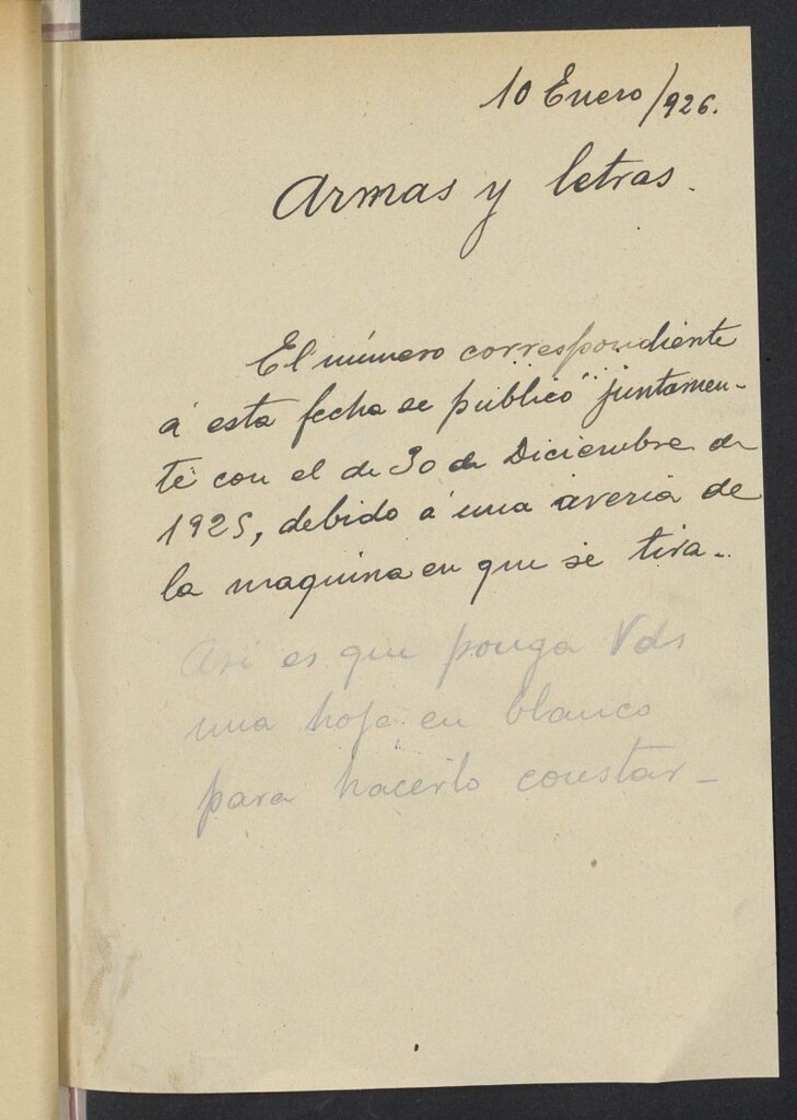 Miniatura de Armas y Letras: revista mensual ilustrada del 10 de enero de 1926