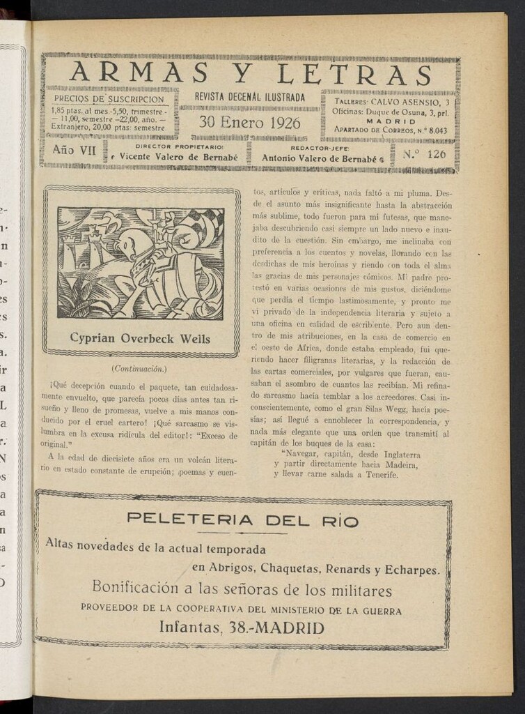Miniatura de Armas y Letras: revista mensual ilustrada del 30 de enero de 1926, nº 126
