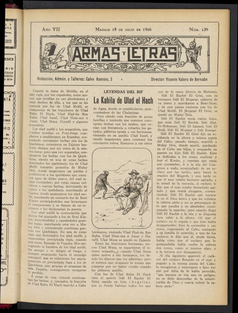 Miniatura de Armas y Letras: revista mensual ilustrada del 18 de julio de 1926, nº 139