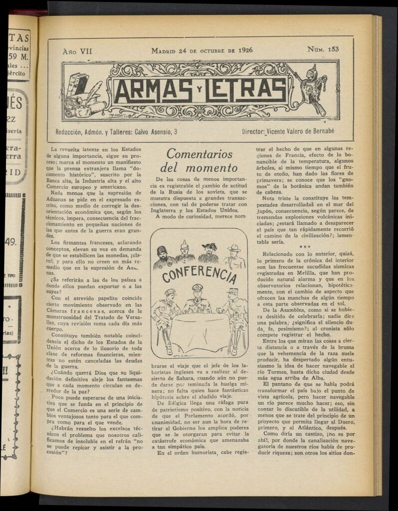 Miniatura de Armas y Letras: revista mensual ilustrada del 24 de octubre de 1926, nº 153