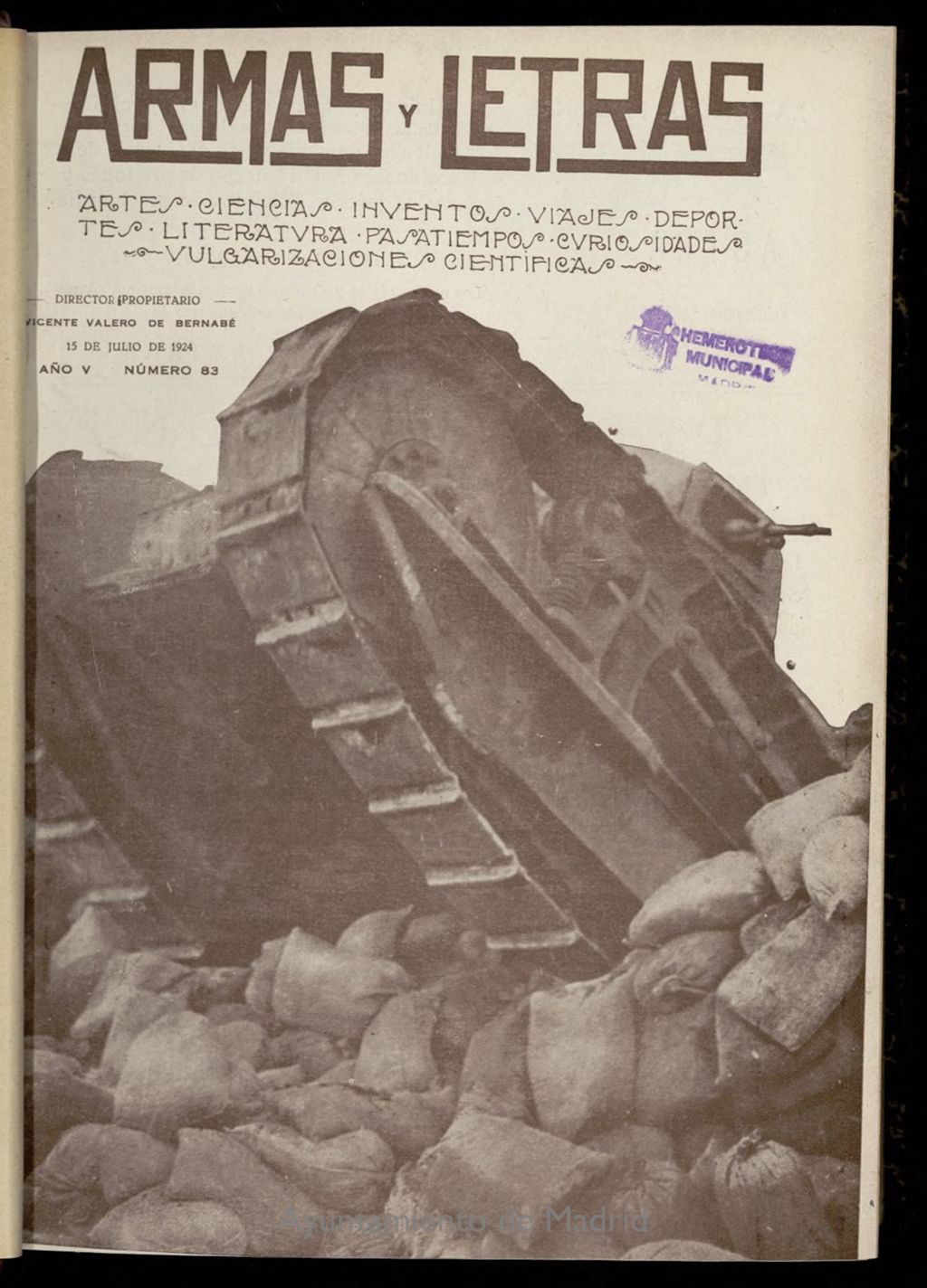Miniatura de Armas y Letras: revista mensual ilustrada del 15 de julio de 1924, nº 83