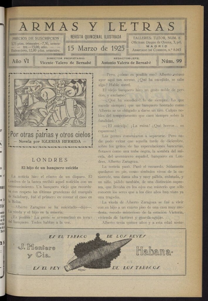 Miniatura de Armas y Letras: revista mensual ilustrada del 15 de marzo de 1925, nº 99